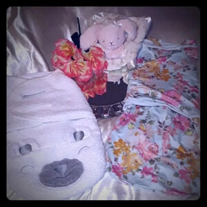Bundle Two Swaddles Soft Cotton Floral & Terrycloth Bear